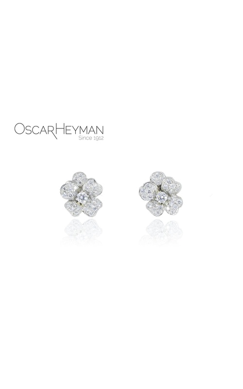 Platinum and Diamond Flower Stud Earrings