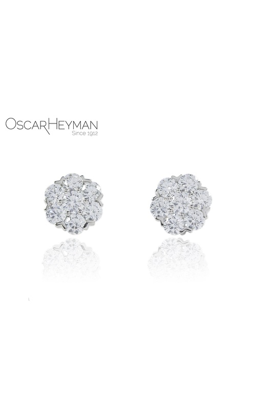 Platinum Diamond Flower Cluster Earrings