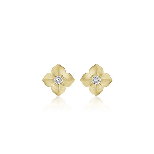 Penny Preville 18K Yellow Gold Petite Garden Flower Diamond Stud Earrings
