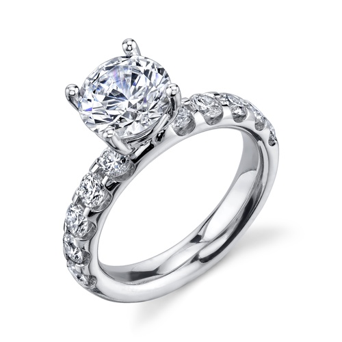 Alson Signature Collection 18K White Gold Round Cut Diamond U Prong Set Comfort Fit Engagement Ring, Center Stone Sold Separately