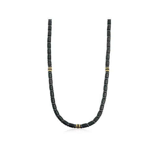 Roberto Demeglio Men's 24 Black Carbon & 18K Yellow Gold Black Diamond Section Stretch Necklace