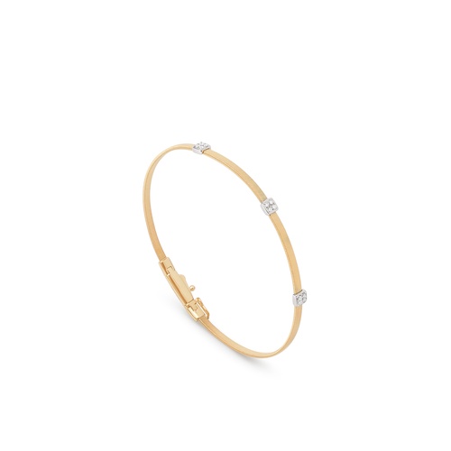 Marco Bicego 18K Yellow & White Gold Masai Diamond 2MM Coil Bangle Bracelet