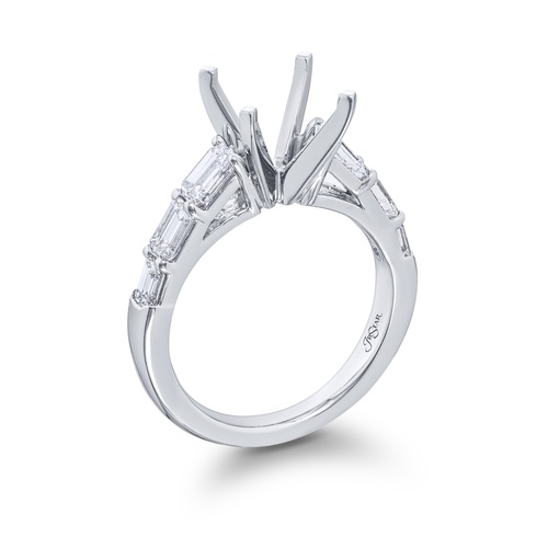JB Star Platinum Shared Prong East-West Set Diamond Engagement Ring