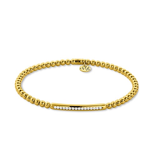 Hulchi Belluni 18K Yellow Gold Tresore Diamond Bar 3MM Stretch Bead Bracelet