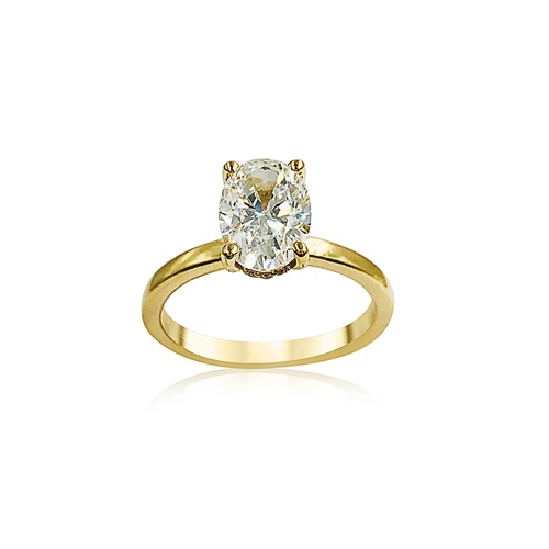 Alson Signature Collection 18K Yellow Gold Oval Cut Diamond Hidden Halo Engagement Ring