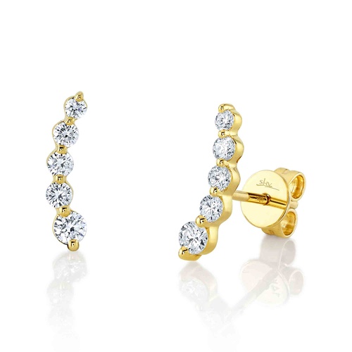 Shy Creation 14K Yellow Gold Diamond Ear Crawler Earrings