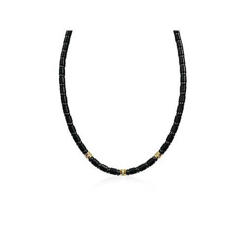 Roberto Demeglio Men's 18K Yellow Gold, Black Ceramic & Carbon 24 Three Diamond Station Necklace