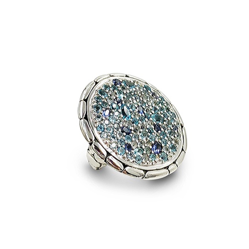Alson Special Value John Hardy Silver Kali Lava Iolite, Blue Topaz & Aquamarine Disc Ring