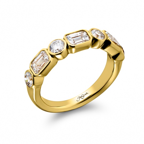 JB Star 18K Yellow Gold East-West Bezel Set Diamond Band