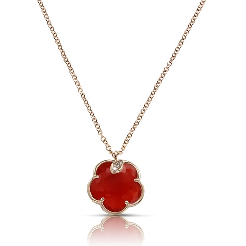 Pasquale Bruni 18K Rose Gold Petit Joli Carnelian, White & Champagne Diamond Pendant Necklace