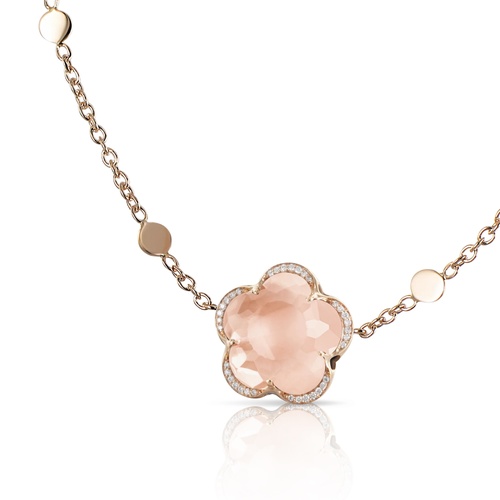 Pasquale Bruni 18K Rose Gold Bon Ton Rose Quartz & Diamond Necklace