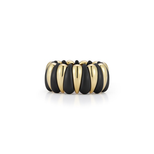Roberto Demeglio Artiglio 18K Yellow Gold & Satin Finish Black Ceramic Extra Small Stretch Ring