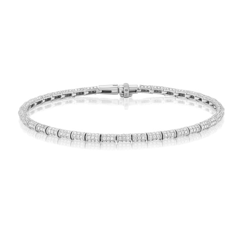 Alson Signature Collection 18K White Gold 6.5 Barrel Link Diamond Tennis Bracelet