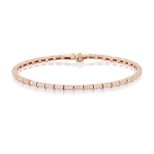 Alson Signature Collection 18K Rose Gold 6.5 Barrel Link Diamond Tennis Bracelet