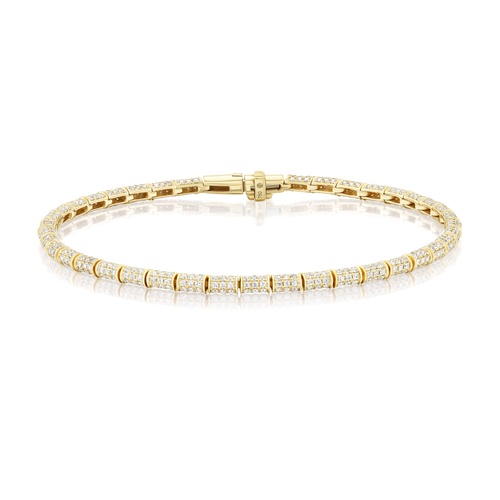 Alson Signature Collection 18K Yellow Gold 6.5 Barrel Link Diamond Tennis Bracelet
