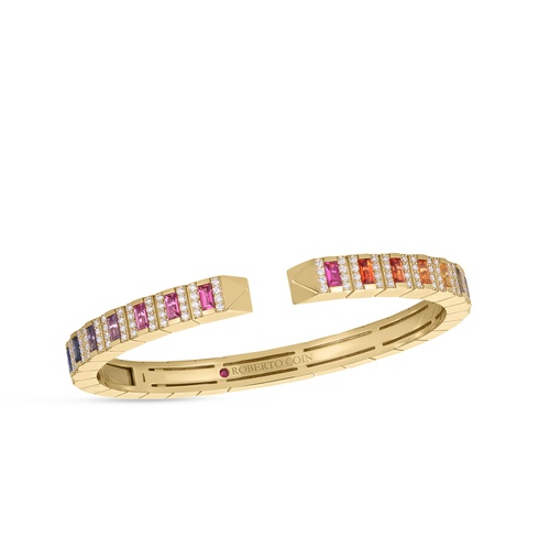 Roberto Coin 18K Yellow Gold Obelisco Prive Multicolored Sapphire & Diamond Bangle Bracelet