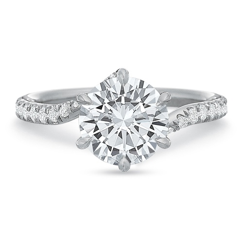 Precision Set Platinum Round Cut Ethereal Aire Wrap Around Diamond Shank Engagement Ring, Center Stone Sold Separately