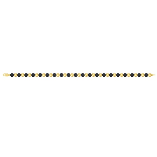 Alson Signature Collection Men's 14K Yellow Gold 7.75 Pave Black Diamond Bead Bracelet