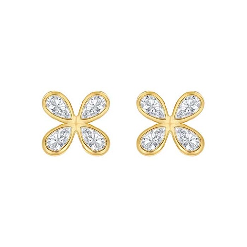 Alson Signature Collection 14K Yellow Gold Bezel Set Diamond Bowtie Stud Earrings