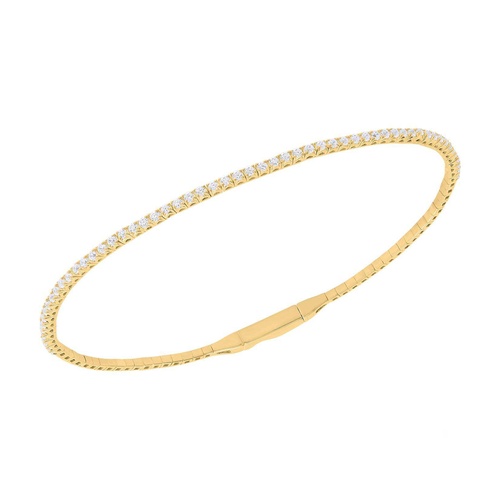 Alson Signature Collection 14K Yellow Gold 4-Prong Diamond Flex Bangle Bracelet