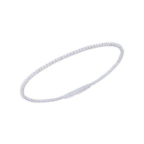 Alson Signature Collection 14K White Gold 4-Prong Diamond Flex Bangle Bracelet