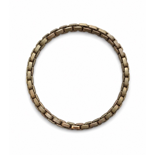 Alson Signature Collection Men's 7 Beige Titanium Box Link Stretch Bracelet with One 18K Rose Gold Link