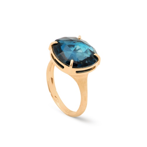 Marco Bicego 18K Yellow Gold Jaipur Color London Blue Topaz Cocktail Ring
