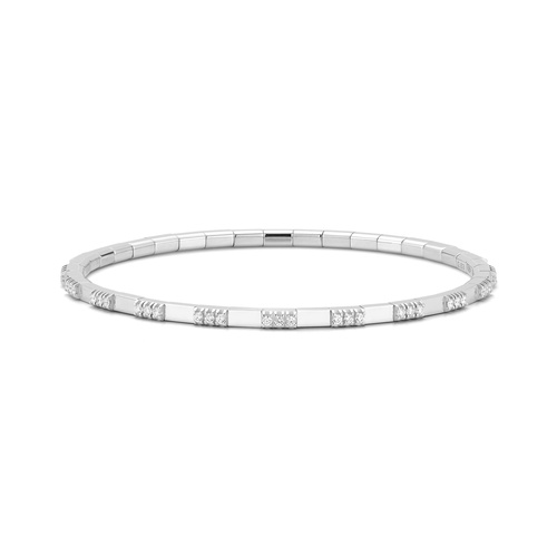 Roberto Demeglio Extensible 18K White Gold Alternating Diamond Section & Gold Element Stretch Bracelet