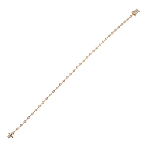 Shy Creation 14K Yellow Gold 7 Bezel Set Diamond Tennis Bracelet