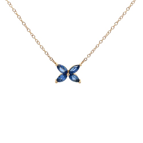 Alson Signature Collection 14K Yellow Gold 16 Mariposa Blue Sapphire Pendant Necklace