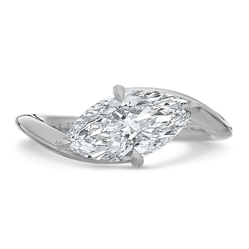 Precision Set Platinum Marquise Cut Ethereal Aire Bypass East-West Diamond Engagement Ring, Center Stone Sold Separately