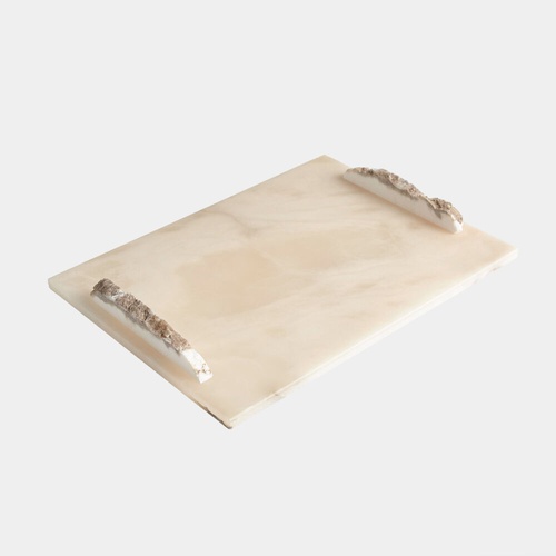 Global Views Roccia Alabaster Rectangle Tray with Handles