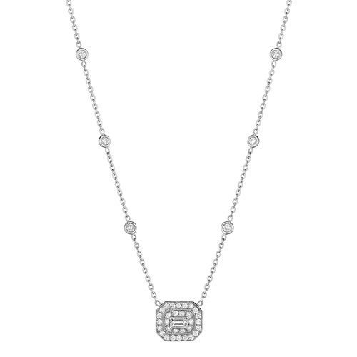 Penny Preville 18K White Gold Petite Art Deco Diamond Necklace