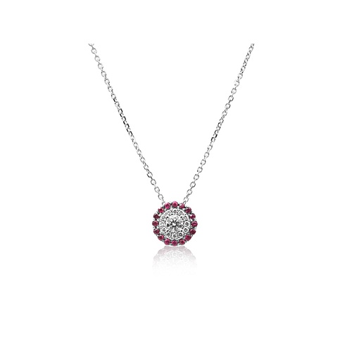 Alson Signature Collection 14K White Gold 16 Ruby & Diamond Pendant Necklace