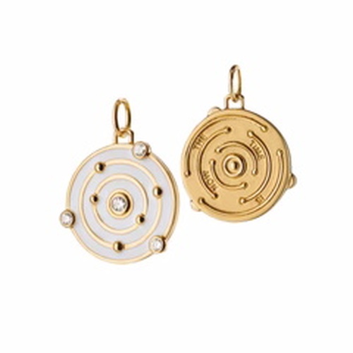 Monica Rich Kosann 18K Yellow Gold & White Enamel The Time Is Now Diamond Charm