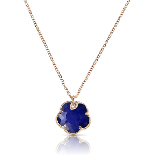 Pasquale Bruni 18K Rose Gold Petit Joli Rock Crystal over Lapis Doublet, White & Champagne Diamond Pendant Necklace