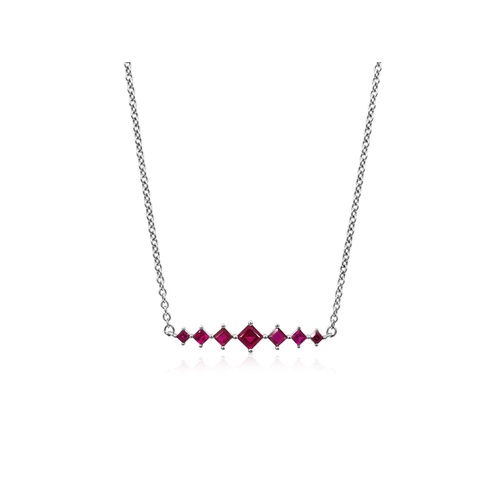 Alson Signature Collection 18K White Gold Ruby Tapered Bar Pendant Necklace
