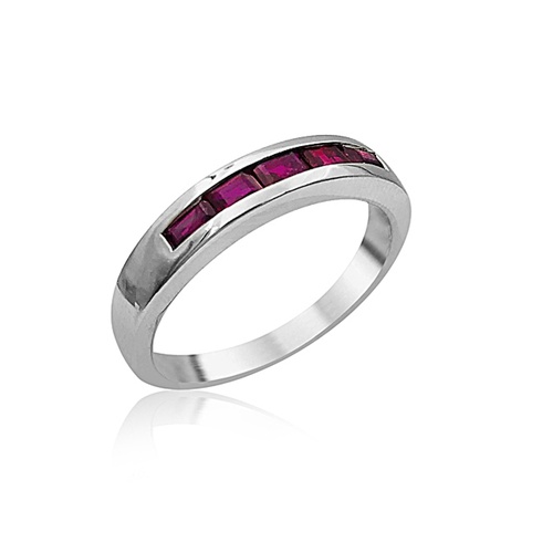 Alson Special Value 14K White Gold Channel Set Ruby Band