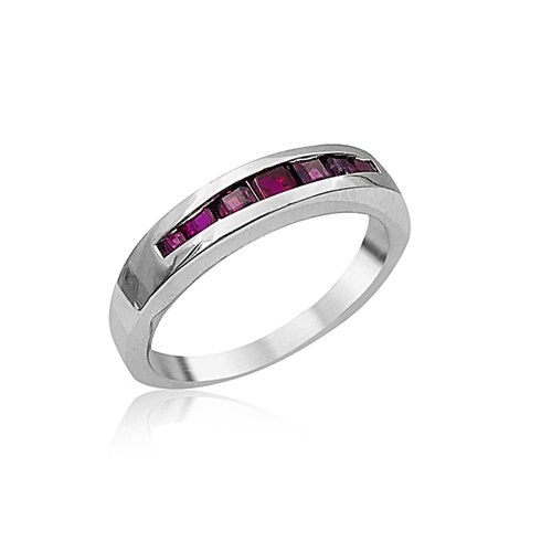 Alson Special Value 14K White Gold Channel Set Ruby Band