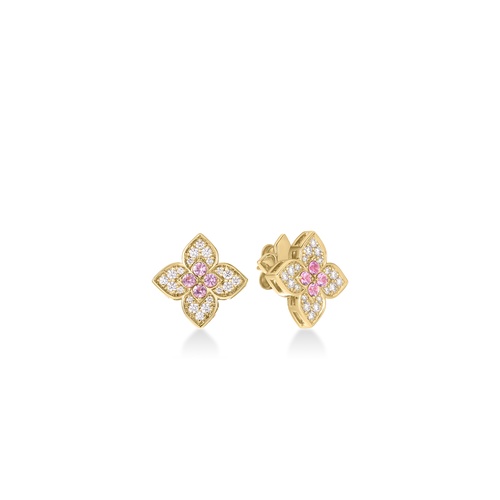 Roberto Coin 18K Yellow Gold Venetian Princess Rubellite & Diamond Stud Earrings