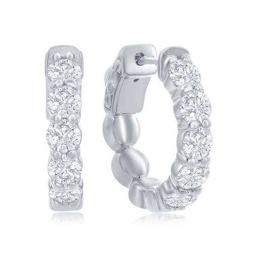 Alson Signature Collection 14K White Gold Diamond Huggie Hoop Earrings