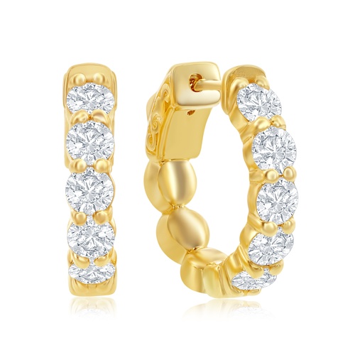 Alson Signature Collection 14K Yellow Gold Diamond Huggie Hoop Earrings