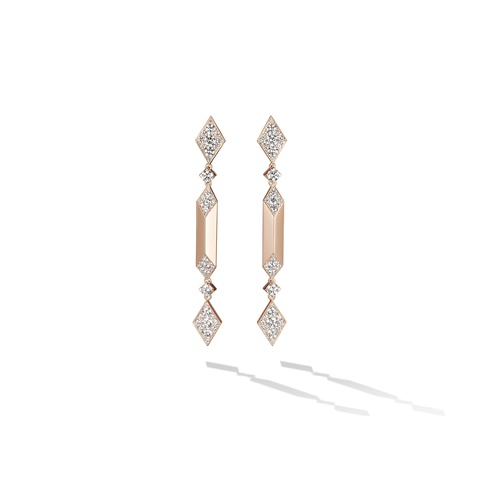 NEFERTITI by Nadine Barbey 18K Rose Gold Awaken Diamond Dangle Earrings