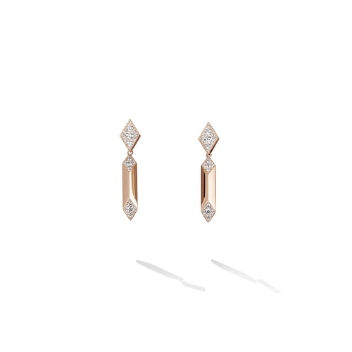 NEFERTITI by Nadine Barbey 18K Rose Gold Awaken Diamond Dangle Earrings