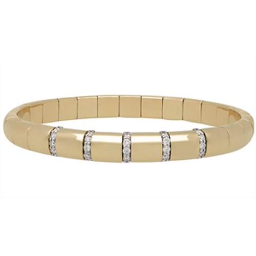 Roberto Demeglio 18K Yellow Gold Pura Five Diamond Sections Stretch Bracelet