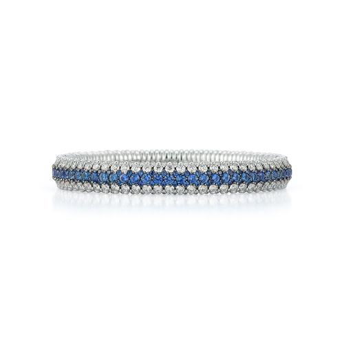 Roberto Demeglio 18K White Gold Giotto 8 Blue Sapphire & Diamond Stretch Bracelet