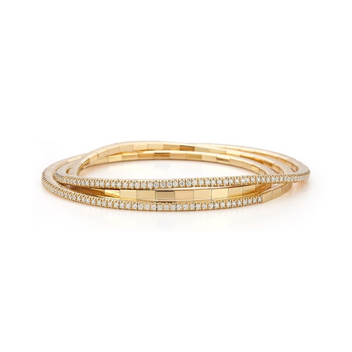 Alson Signature Collection 18K Yellow Gold Three-Turn Diamond Stretch Bracelet