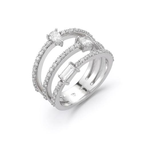 Penny Preville 18K White Gold Three-Row Split Shank Band