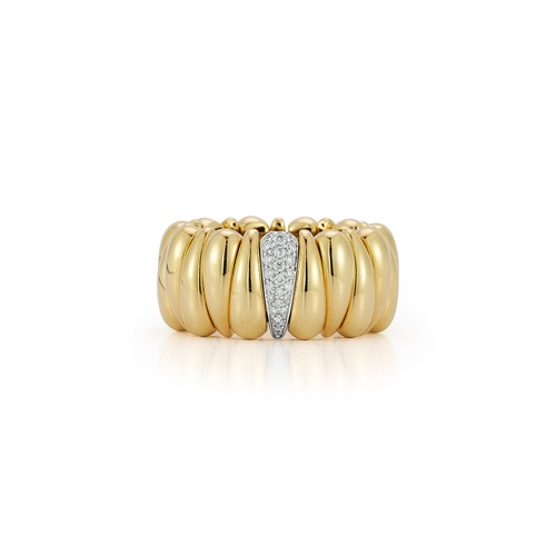 Roberto Demeglio 18K Yellow Gold One Diamond Section Stretch Ring