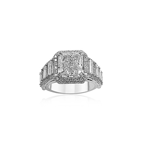 Alson Signature Collection Platinum Radiant Cut Diamond Halo Engagement Ring